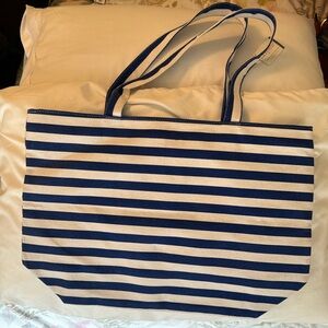 Royal blue and white stripe tote.